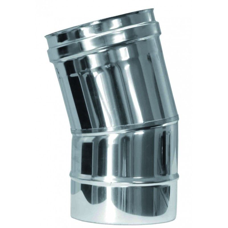 Enkelwandig rookkanaal RVS, 15° hoek, diameter Ø300mm.