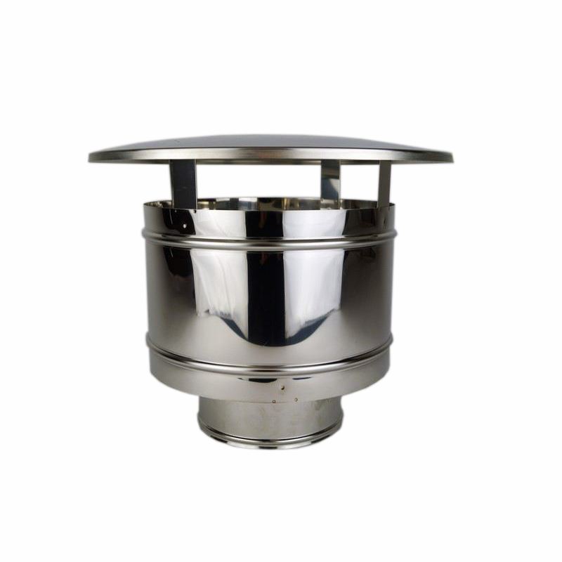 Dubbelwandig rookkanaal RVS, trekkende regenkap, diameter Ø150-200