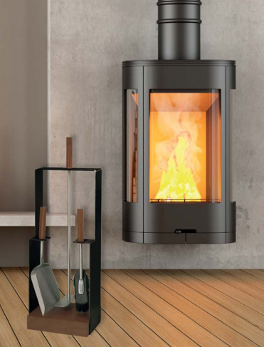 Haardstel 3 delig zwart en hout