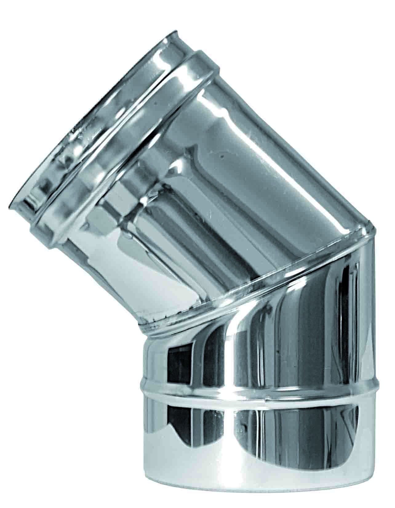 Enkelwandig rookkanaal RVS, 45° hoek, diameter Ø120