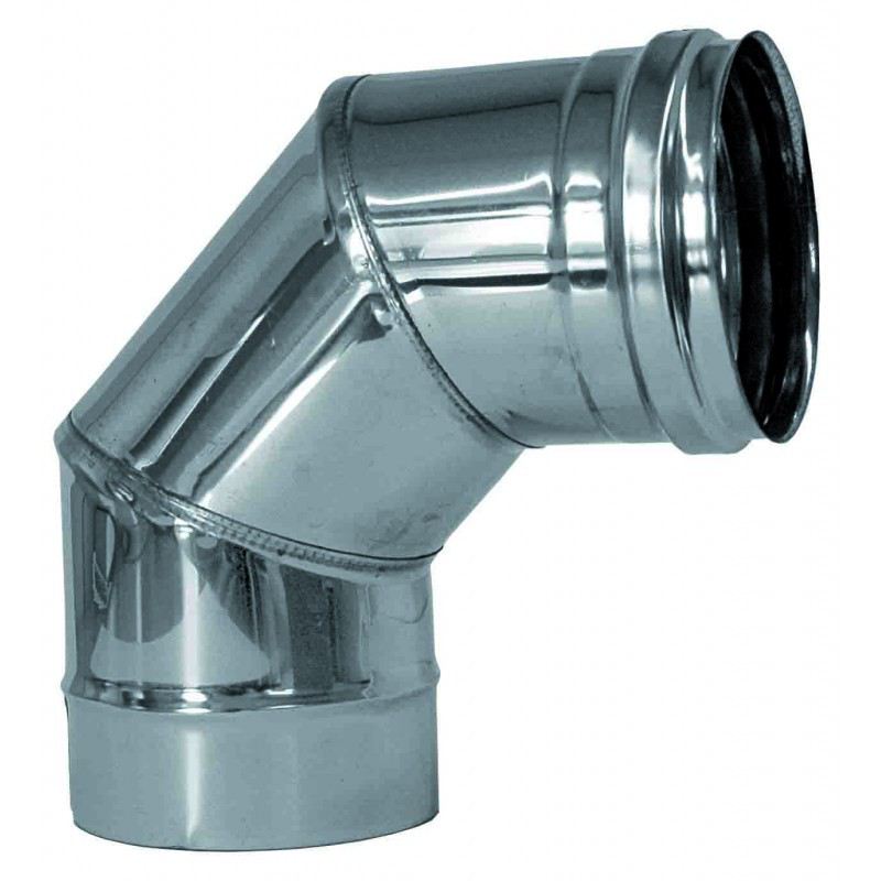 Enkelwandig rookkanaal RVS, bocht 90° graden, diameter Ø300