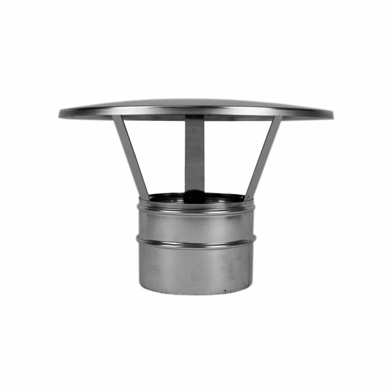 Enkelwandig RVS rookkanaal, eenvoudige regenkap Ø180mm
