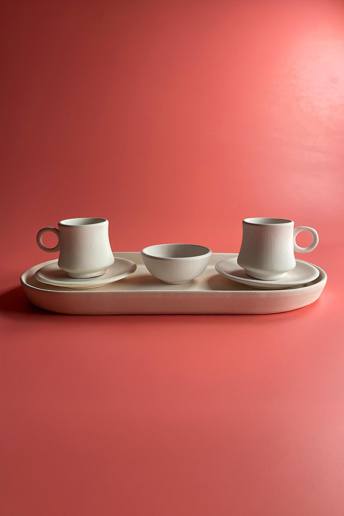 Boiler koffiekop set van biscuit aardewerk - 77ml