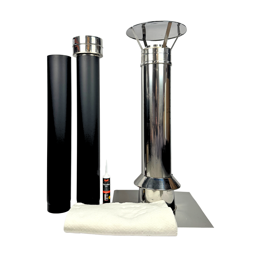 Compleet rookkanaal set Ø80mm, plat/hellend bitumen dak