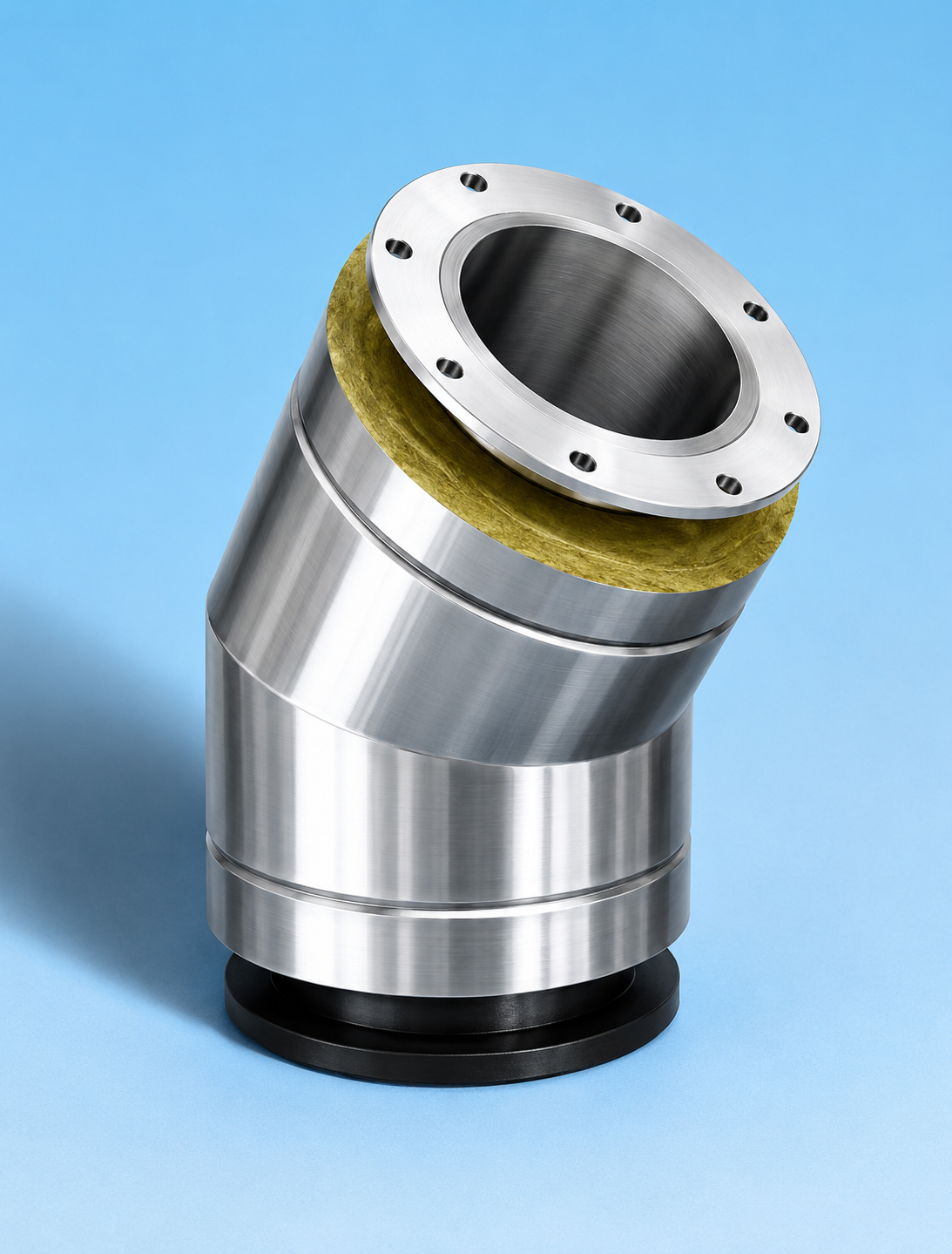 Dubbelwandig rookkanaal RVS met flensaansluiting, diameter Ø200-250mm, 30° graden bocht
