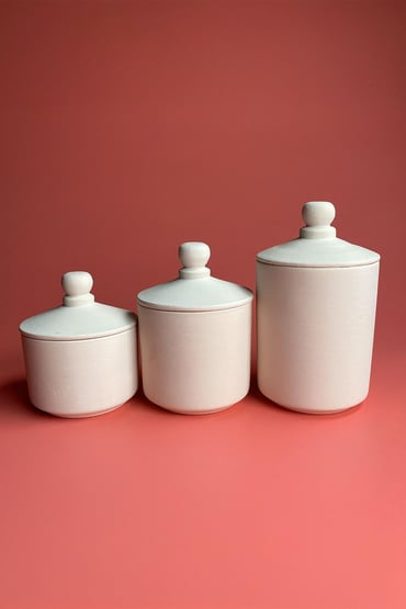 Kruidenpotjes set 3-delig van biscuit aardewerk - (3-delige set)