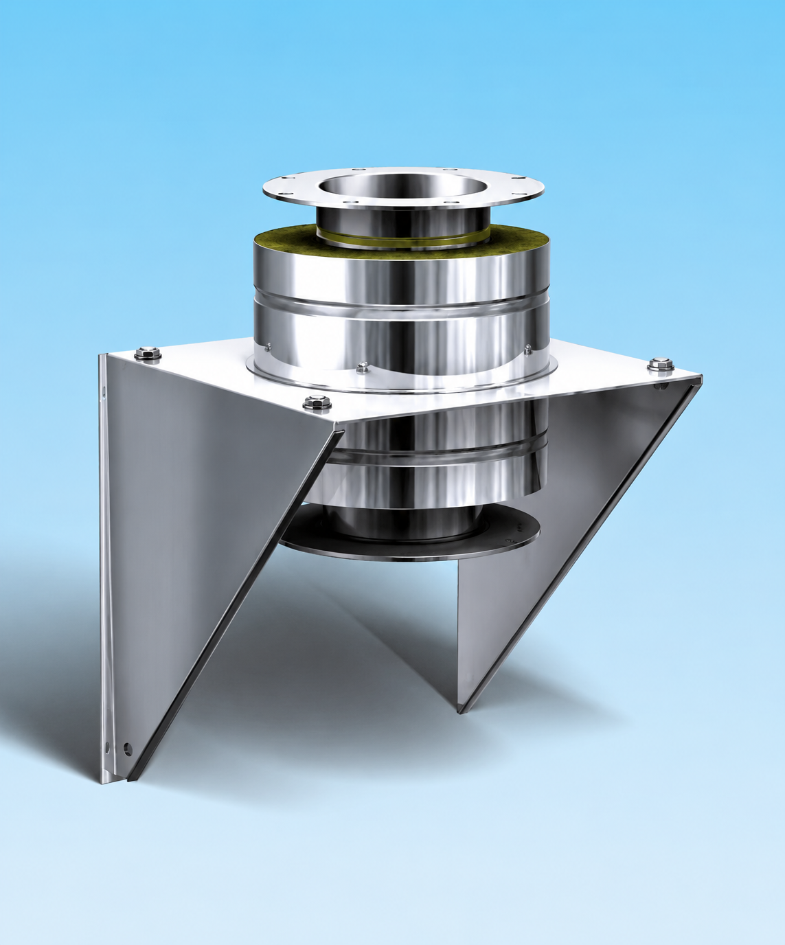 Dubbelwandig rookkanaal RVS, diameter Ø150-200, stoelconstructie