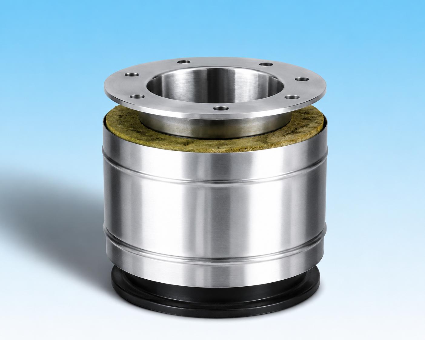 Dubbelwandig rookkanaal RVS met flensaansluiting, diameter Ø150-200mm, 250mm pijp