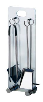 Haardstel 4-delig glas 25*14*68cm