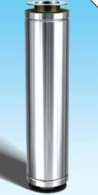 Dubbelwandig rookkanaal RVS met flensaansluiting, diameter Ø250-300, 1000mm pijp