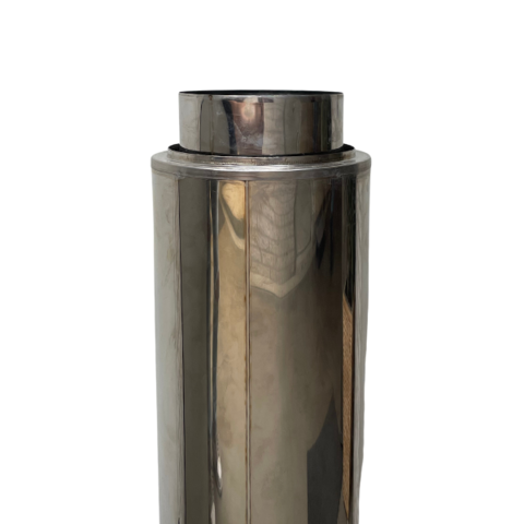 Dubbelwandig rookkanaal rvs diameter 80-130mm, 500mm pijp met geïntegreerde nisbus