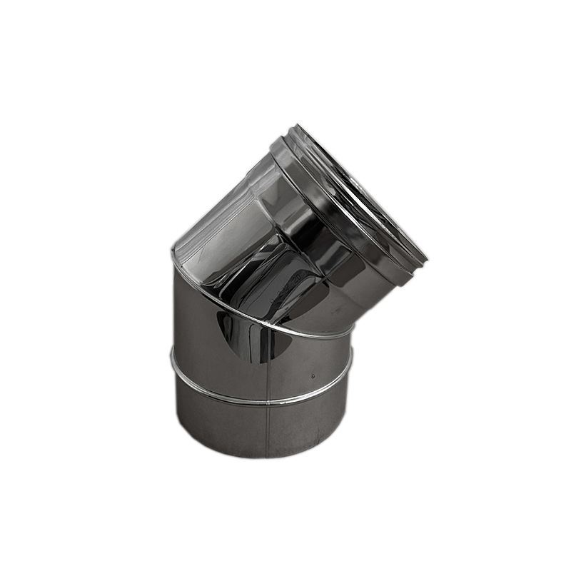 Concentrisch rookkanaal RVS, Ø80-130, 45° bocht