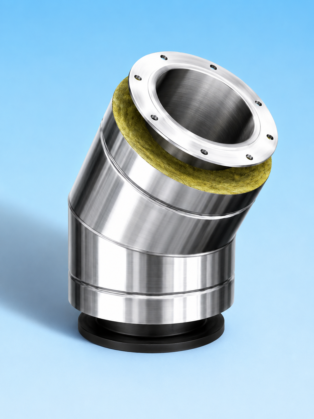 Dubbelwandig rookkanaal RVS met flensaansluiting, diameter Ø180-230mm, 30° graden bocht
