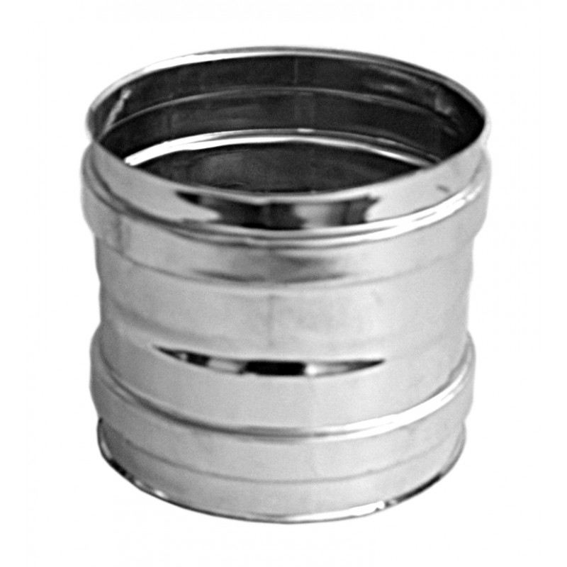Enkelwandig rookkanaal RVS, verbindingsstuk vrouwelijk - vrouwelijk Ø160