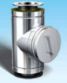 DUBBELWANDIG ROOKKANAAL RVS MET FLENSAANSLUITING, DIAMETER Ø150-200MM, element met rook controle