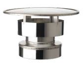 ISODUCT, DUBBELWANDIG ROOKKANAAL RVS, TREKKENDE REGENKAP,  DIAMETER Ø250/320