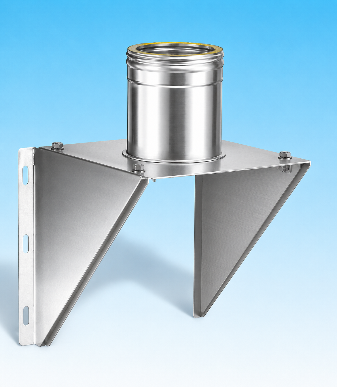 Concentrisch rookkanaal RVS, diameter Ø100-150, stoelconstructie met condensdop