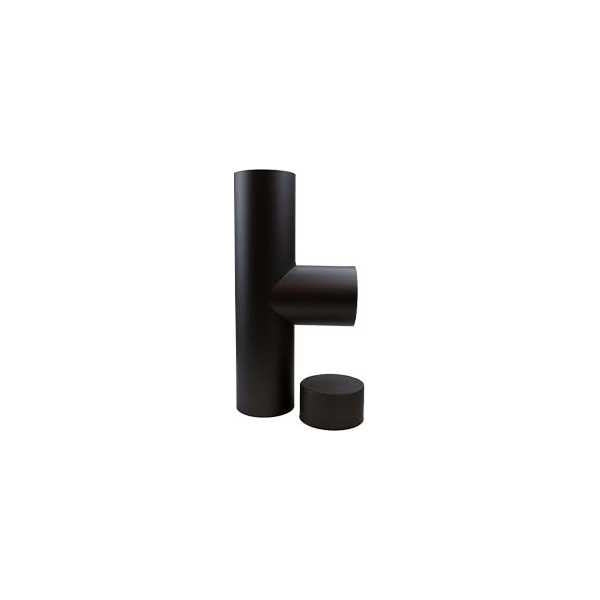 Kachelpijp antraciet RVS Premium Ø130mm T-stuk + Deksel