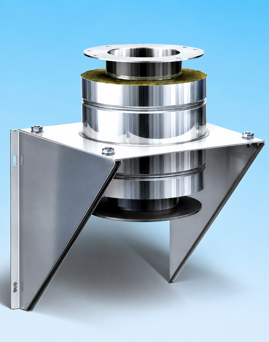 Dubbelwandig rookkanaal RVS, diameter Ø250-300, stoelconstructie