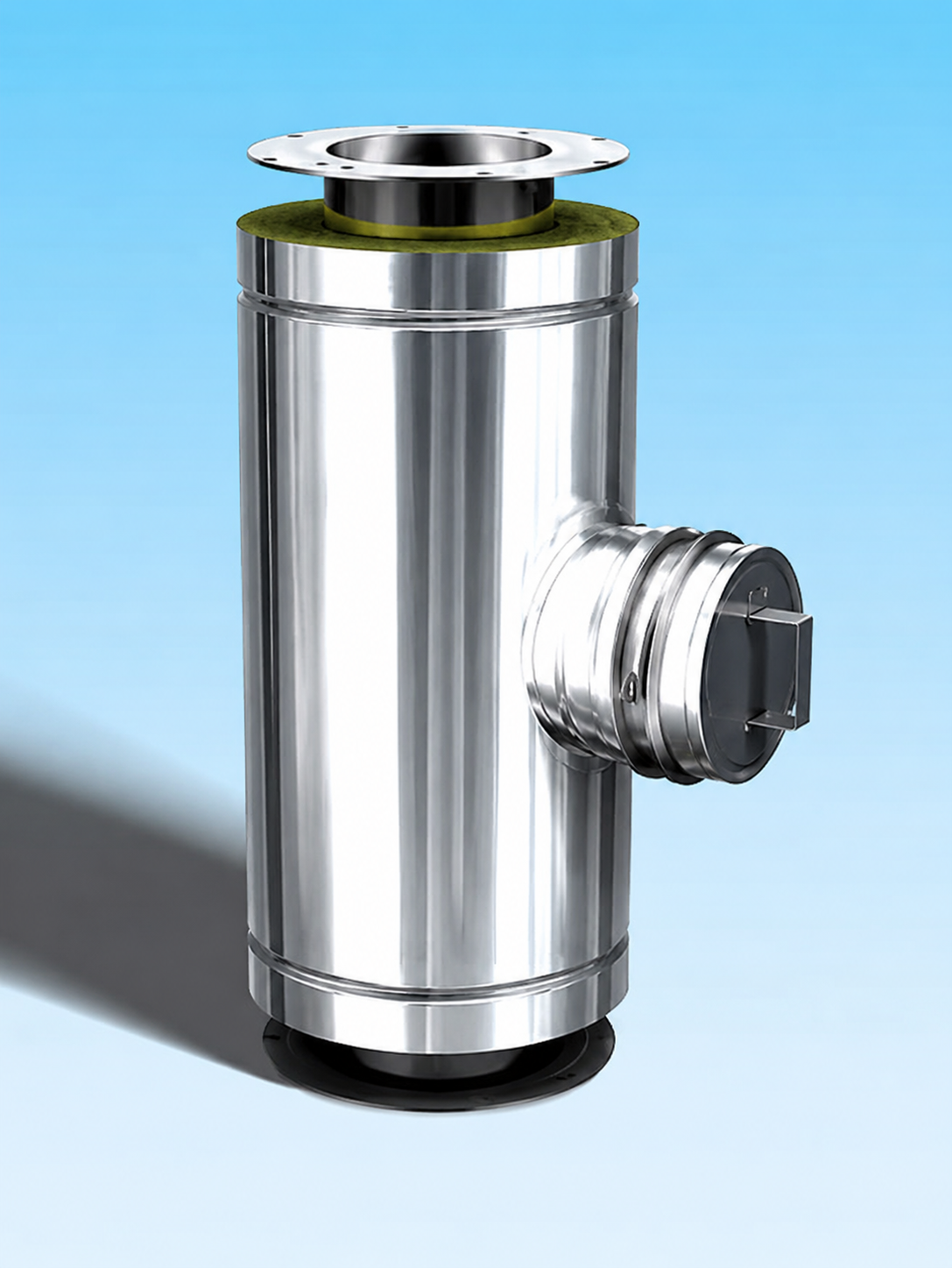 DUBBELWANDIG ROOKKANAAL RVS MET FLENSAANSLUITING, DIAMETER Ø250-300MM, linear element met rook controle