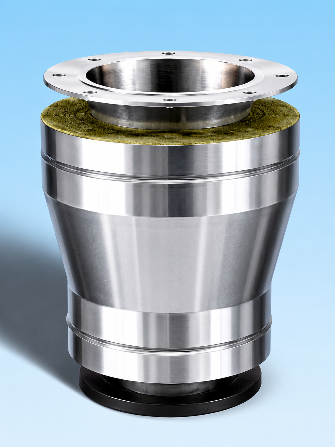 Dubbelwandig rookkanaal RVS met flensaansluiting, diameter Ø200-250mm, verloop