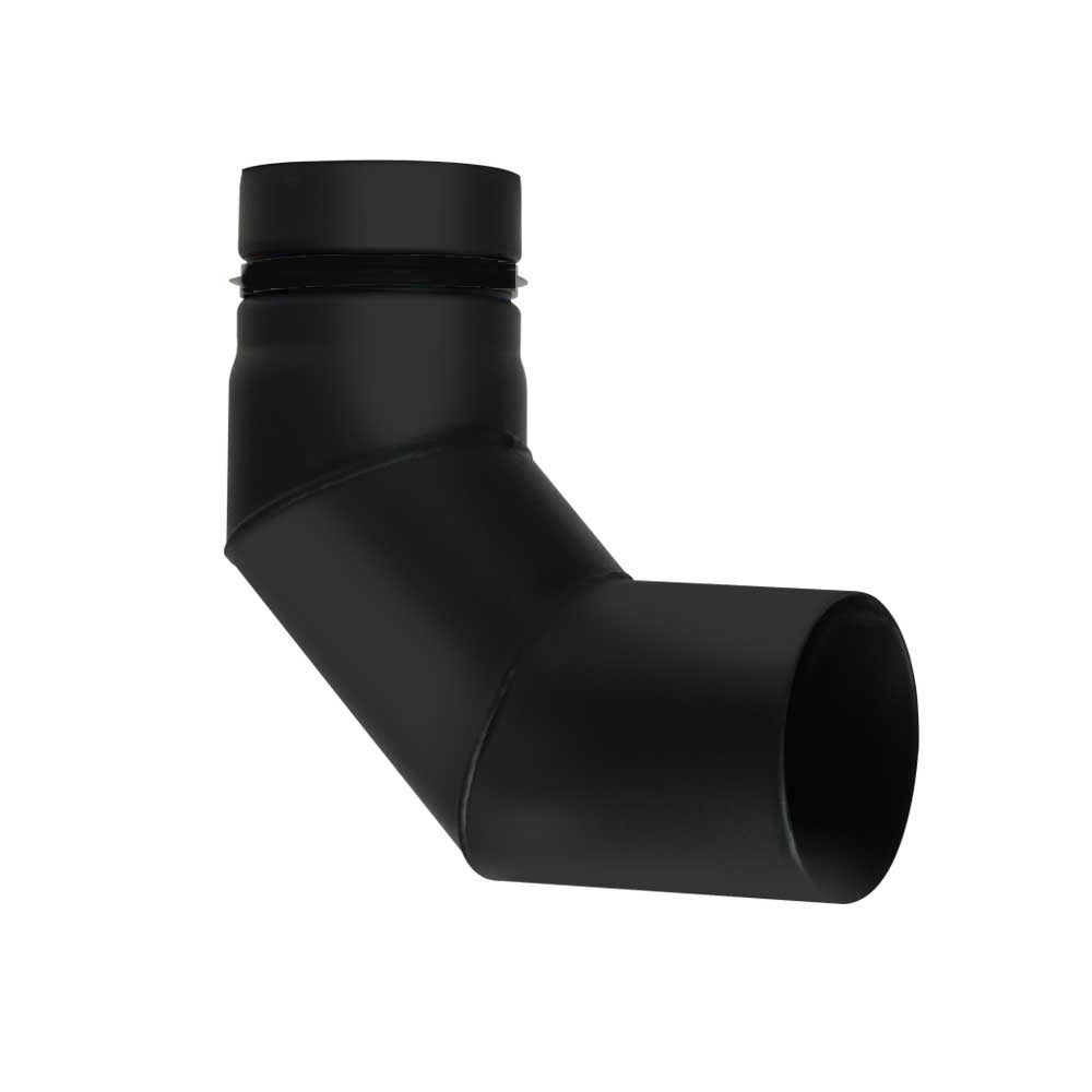 Enkelwandig Rookkanaal Zwart Staal 90° – Ø80 mm