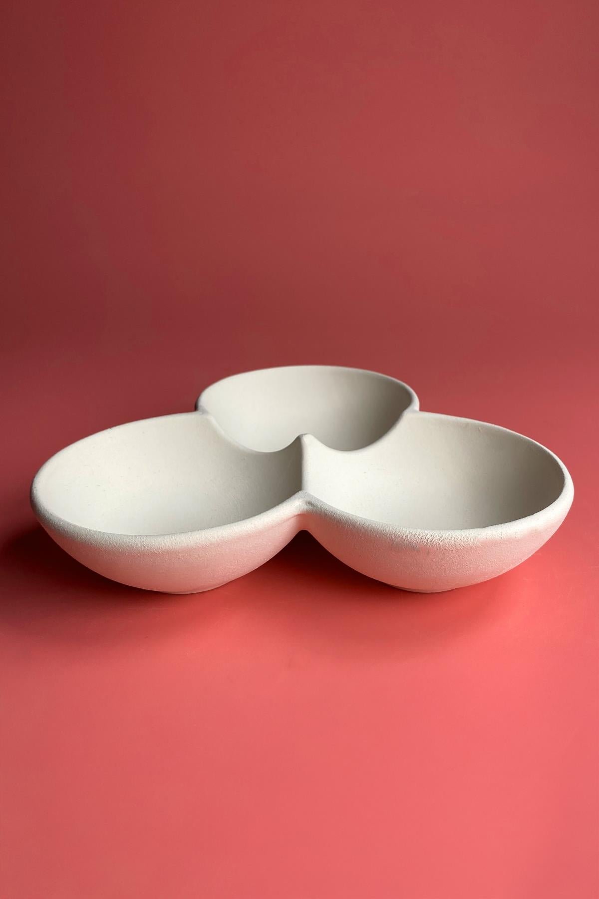 3-vaks snack schaal van biscuit aardewerk 18 cm