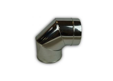 Dubbelwandig rookkanaal rvs, bocht 90° graden, diameter ø500-550