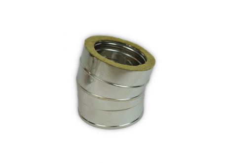 Dubbelwandig INOX, bocht 15° graden, diameter ø600-650