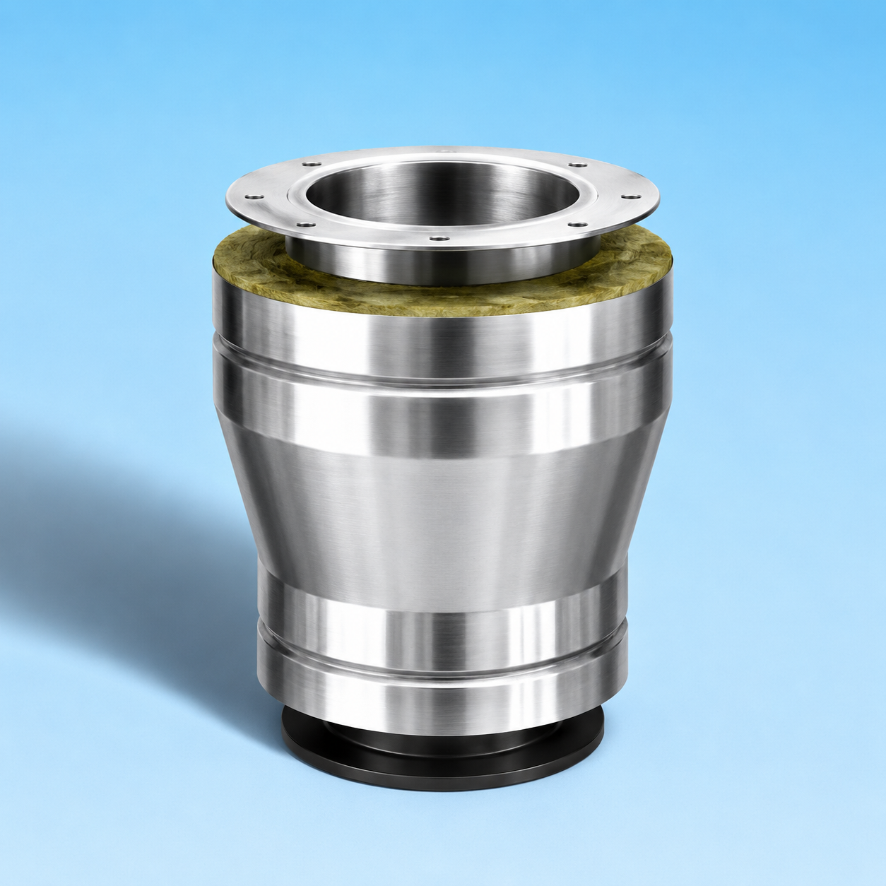 Dubbelwandig rookkanaal RVS met flensaansluiting, diameter Ø150-200mm, verloop