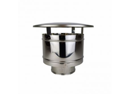 Dubbelwandig rookkanaal RVS, trekkende regenkap met vonkenvanger, diameter Ø150-200